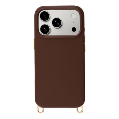 Selencia Hoesje - Geschikt voor iPhone 17 Pro - Rivièra geschikt voor MagSafe Backcover met afneembare haakjes - Choco Brown