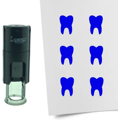CombiCraft Stempel Tand of Kies 10mm rond - blauwe inkt