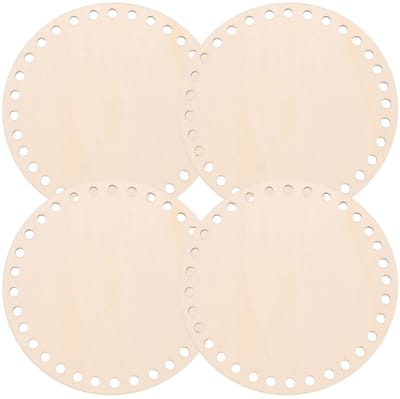 Dailygoods- Mand 4 Stuks - Gehaakte Mand - Houten Mand - Knutsel Mand - Mand voor Cirkels - Natuurlijk Hout - Opbergmand