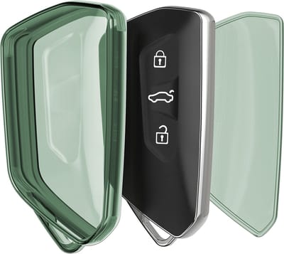 kwmobile autosleutel hoesje geschikt voor VW Golf 8 3-knops autosleutel - Autosleutel behuizing van TPU - Transparant in groen / transparant