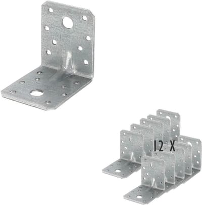 12 x Siwitec zware hoekbeugels met groef, 70 x 70 x 55 mm, Sendzimir gegalvaniseerd staal, weerbestendige houtverbinder, zware verbinder voor houtconstructies, stalen hoekprofiel, constructiehoek