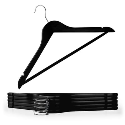Blumtal Kledinghangers Hout - Set van 10 Kleerhangers - Antislip - Met inkepingen - Zwart