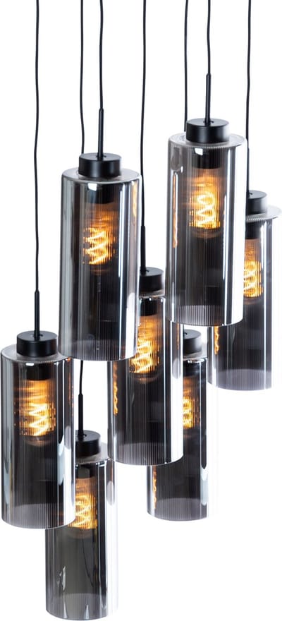 QAZQA laura - Art Deco Hanglamp - 7 lichts - Ø 50 cm - Grijs - Woonkamer | Slaapkamer | Keuken