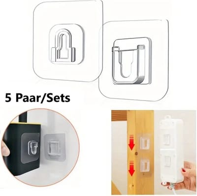 5 Paar Transparante Zelfklevende Ophanghaken I Ophangsysteem I Zelfklevende Muur Hangers I Dubbelzijdige Plakwandhaken I Ophanghaakjes