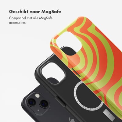 Selencia Hoesje - Geschikt voor Apple iPhone 13 - Backcover geschikt voor MagSafe - Wavy Swirl Orange Fern