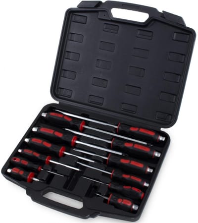 Schroevendraaierset 12-delig – Plat & Kruiskop | Chroom-Vanadium – Compact in Robuuste Opbergkoffer – Sterk & Duurzaam
