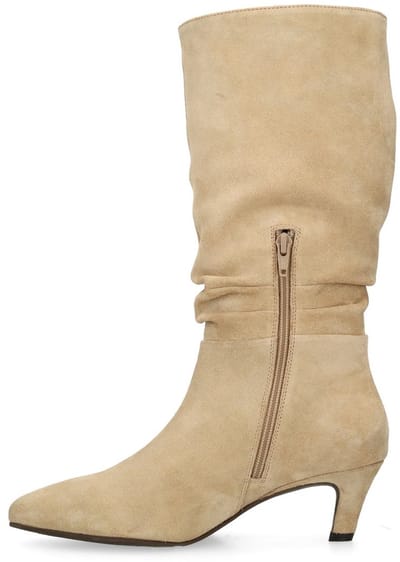 Manfield - Dames - Beige suède laarzen - Maat 37