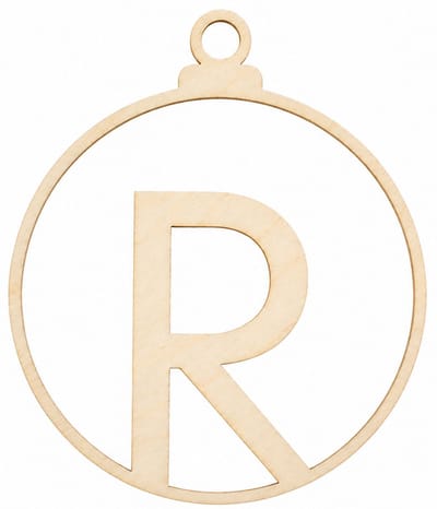 Houten kerstversiering - Wooden Christmas decoration | Letter “R” | 9cm | Licht hout - Natural wood | Kerstbal - Christmas tree bauble - Houten Hangers - Kerstboom - Alfabet - Alphabet - Kerstdecoratie - Naam