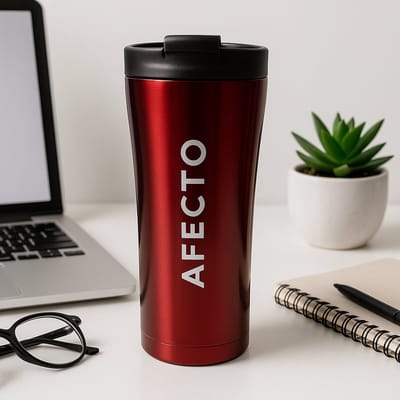 Afecto Premium Koffiebeker To Go – rood – 500 ml – Dubbelwandige RVS Thermosbeker voor Warm en Koud Drankgebruik