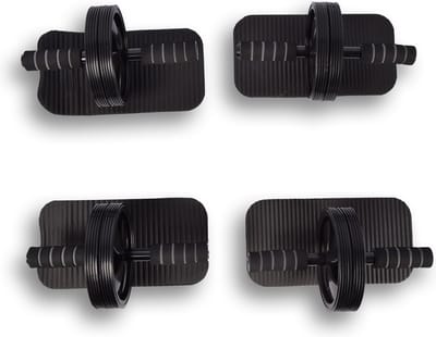 Discountershop Oefenwiel Buikspier Set met Kniemat - 4 Sets Ab Wheel met Kniemat - Kunststof - Zwart - 25x25x2.5cm - Roll-outs, Knie- en Pike-varianten - Perfect voor Thuisgymnastiek - Geschikt voor het Hele Gezin