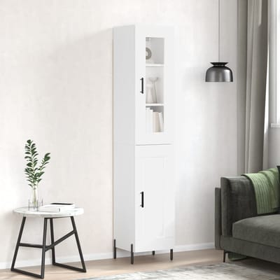 vidaXL - Hoge - kast - 34,5x34x180 - cm - bewerkt - hout - wit