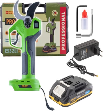 Procraft ES32Li accu takkenschaar 20 V borstelloos + 1x accu 2,0 Ah + oplader + koffer