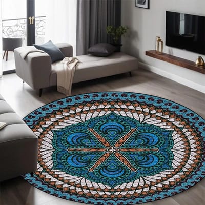 Ronde Laagpolige Europese Tapijten voor Woonkamerdecoratie Kleden voor Slaapkamerdecoratie Tapijt Antislip Vloerkleed Perzië Vloermatten 100x100cm