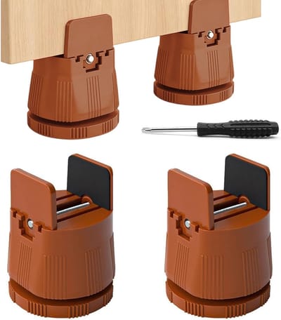 Meubelverhogers Set - Verstevigingen Bedbank - Meer Opbergruimte - Met Schroefklem - 6-8 Cm Verstelbaar - Bruin