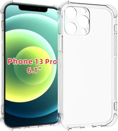 MobyDefend Hoesje - Geschikt voor iPhone 13 Pro - Transparante Shockproof TPU Backcover - Verstevigde Hoeken - Volledig Doorzichtig