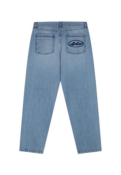 Jeans Man Cirkellogo zak Broek Denim Bleach
