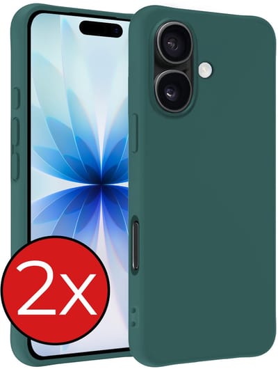 Hoesje - 2 Stuks - Geschikt voor Apple iPhone 17 - Sterk & Shockproof - Telefoonhoes - Back Cover - Case Siliconen - Telefoon Hoes - Donkergroen