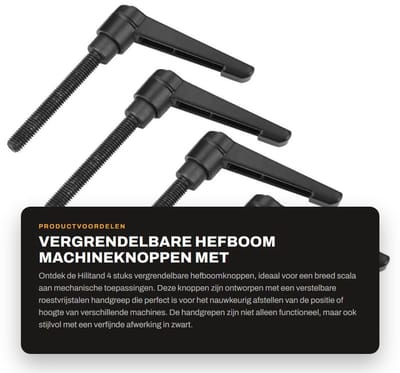 Dailygoods- Vergrendelingshendel - 4 Stuks - Verstelbare Roestvrij Stalen Handgreep M6 - Zwart - Corrosiebestendig - Geschikt voor Mechanische Onderdelen - Machineknop