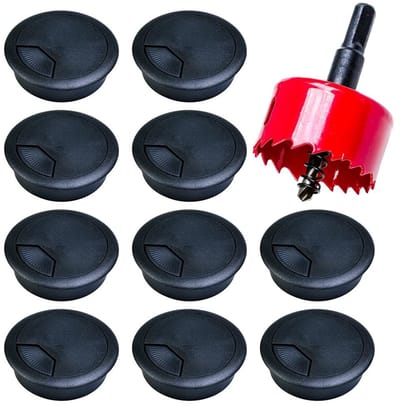 Dailygoods - Dailygoody - Kabeldoorvoer - Kabelbeheer - Praktische oplossing - Zwart - Kabelbescherming - Geschikt voor kantoor en thuis - 50 mm