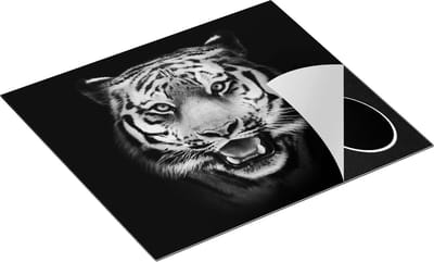 Chefcare Inductie Beschermer Tijgerkop - Tijger - Zwart Wit - 60x50 cm - Afdekplaat Inductie - Kookplaat Beschermer - Inductie Mat