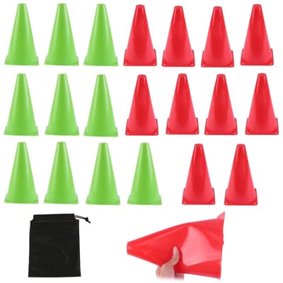 Golden crown - Sport Cones - Trainingsmarkeringen - Set van 20 in Rood en Groen - Ideaal voor Voetbal en Basketbal - Inclusief Opbergtas