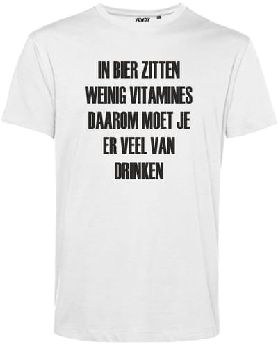 T-shirt In bier zitten weinig vitamines | Oktoberfest dames heren | Carnavalskleding heren dames | Foute party | Wit | maat XS