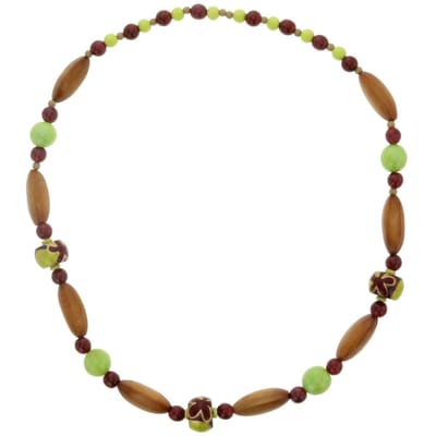 Behave - Houten Ketting Rood Bruin Groen - 90 cm