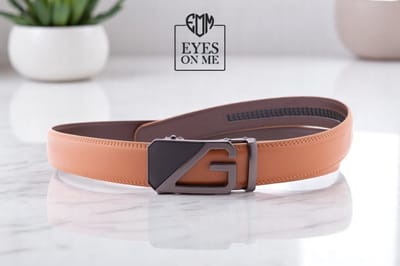 Camel lederen riem zonder gaatjes met automatische gesp voor heren ( model N165 )
