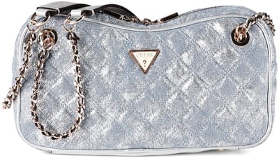GUESS schoudertas Giully II Shoulder Satchel Metallic Denim blauw