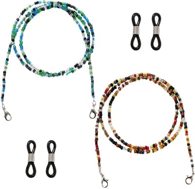 Dailygoods- Brillenketting Antislip - 2 Stuks - Veelkleurig - 72 cm - Acryl - Parel Design - Brilkoord