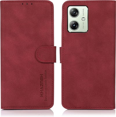 Luxe mat wijn donker rood agenda book case hoesje Motorola Moto G54 5G