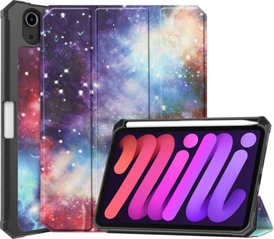 Hoesje - Geschikt voor Apple iPad Mini 6 (2021) - 8.3 inch - 6e Generatie - Dun & Stevig - Trifold Bookcase - Hard Cover Case - Met Uitsparing Geschikt voor Apple Pencil - Hardcover Book - Tablet Hoes - Galaxy