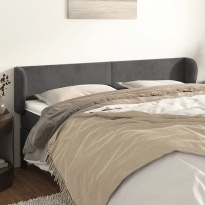 vidaXL - Hoofdbord - met - randen - 183x23x78/88 - cm - fluweel - donkergrijs