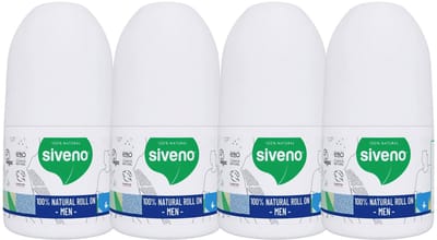 Siveno Natuurlijke Roll-On Deodorant voor Mannen – Vegan & Aluminiumvrij – Voordeelverpakking 4 Stuks