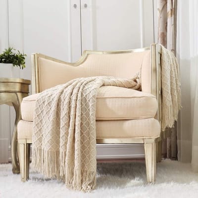 Zachte en Warme Dekentje voor de Bank of Bed - Lichtgewicht en Comfortabel voor Lente en Zomer (50"x60" Beige/Ivory)