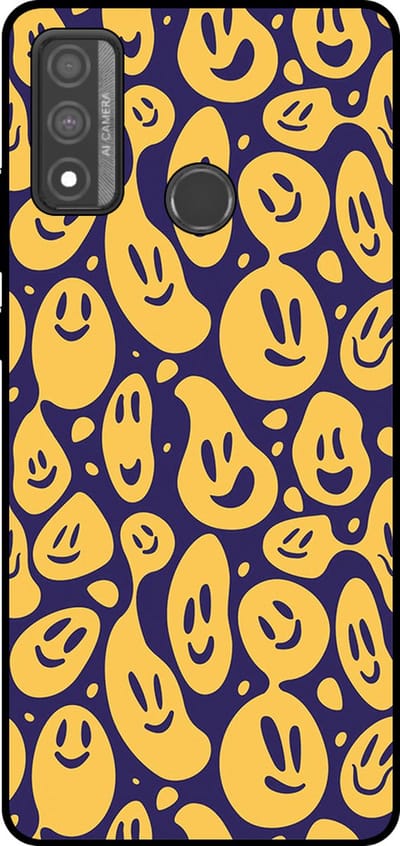 Smartphonica Telefoonhoesje Geschikt voor Huawei P Smart (2020) met smiley opdruk - TPU backcover case emoji design - Paars Geel geschikt voor Huawei P Smart (2020)