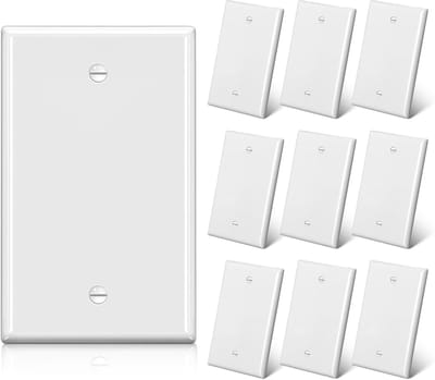 BESTTEN 10-delige blanco wandplaat zonder apparaat, standaardformaat, H4,53 x B 2,76 inch, onbreekbare polycarbonaat thermoplastische outlet cover, UL vermeld, wit