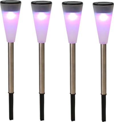 Tuinverlichting prikspot - LED - gekleurd - RVS - 36 cm - solarlamp - tuinlampen - solar