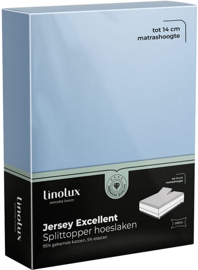 Linolux Hoeslaken Splittopper Jersey Excellent Light Blue 180x200 t/m 200x220