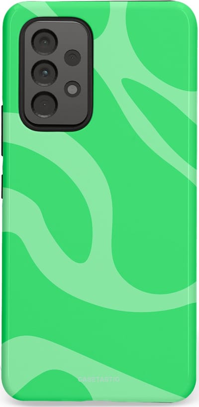 Casetastic hoesje geschikt voor Samsung Galaxy A53 (2022) 5G - Dubbellaagse bescherming - Limoen Groene Vloeiende Golven - Fashion Case - Groen