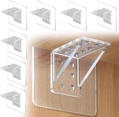 24 Stuks Lijmvaste Planksteunen – Zonder Boren Versterkt Ontwerp Planksteunpennetjes voor Planken, Keukenkasten, Boekenkasten en Kasten – Grote Maat