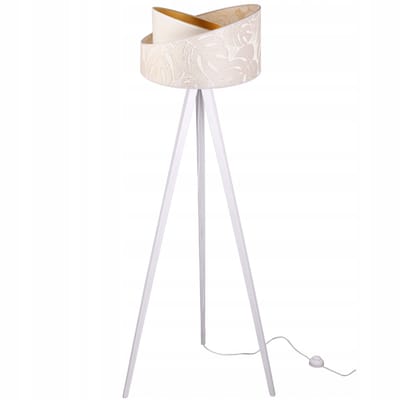 Light-Home WERONA - Vloerlamp - Tripod - Hout - Stoffen Lampenkap - Wit