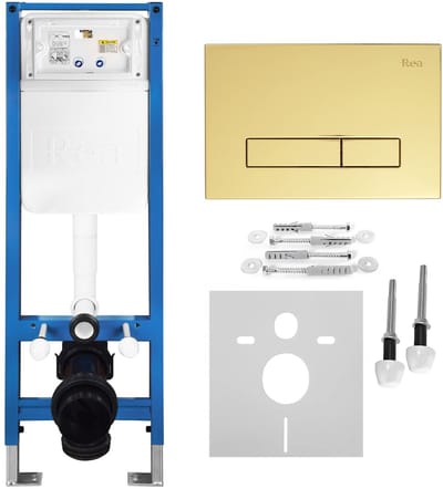 Rea - Inbouwframe Set Voor Wc Slim 024n Met Hd Gold Bedieningsplaat