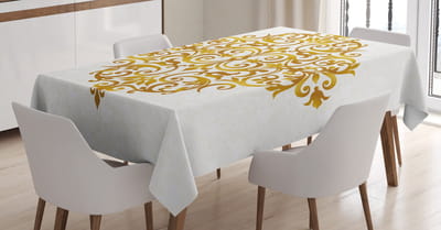 ABAKUHAUS Victoriaans tafelkleed, Victoriaans King's Design, gepersonaliseerde print met heldere kleuren, wasbaar, waterdicht, niet vervagend, 140 x 240 cm, lichte karamel wit