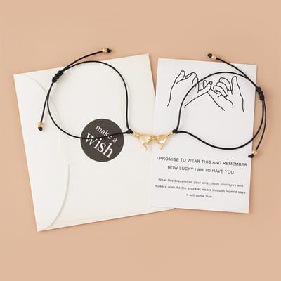 Bixorp Friends Vriendschapsarmbandjes voor 2 met Goudkleurige Pinky Promise in Envelop - BFF ArmbandMeisjes - Best Friends Armband Vriendschap Cadeau voor Twee