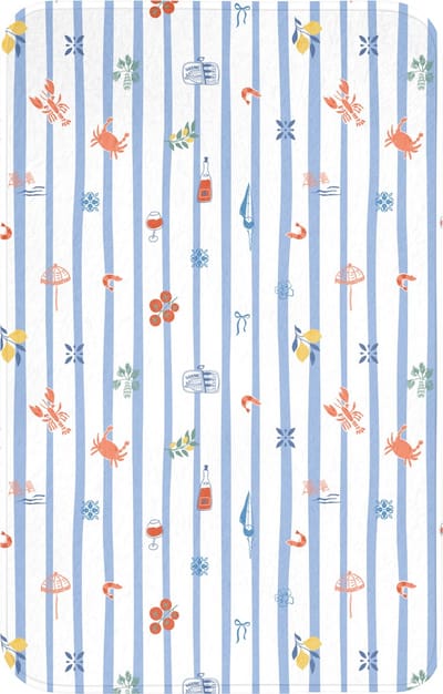 WC mat 50x80 cm - Antislip - Strepen - Blauw - Patroon - Zomer - Toiletmat - Vloermat - Douchemat - Toilet tapijt - Toiletmatten