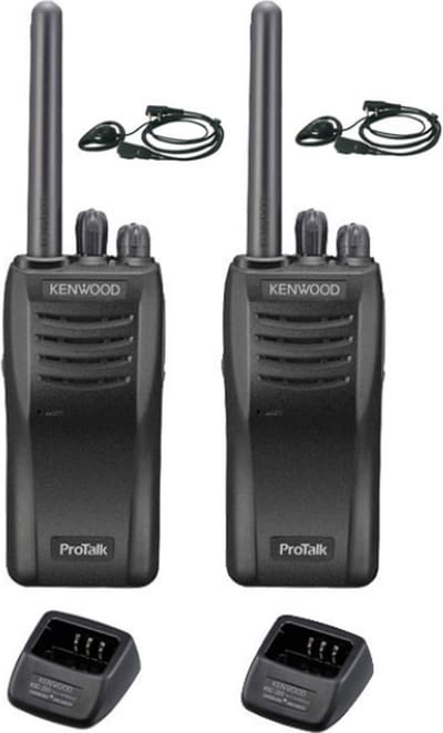 Set van 2 stuks Kenwood TK-3501 met D-shape oortje en tafelladers