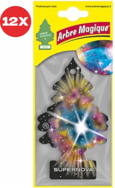 12 stuks Bergamot en Appel Arbre Magique Geurboom luchtverfrisser voor in de auto Supernova – Car Parfum – Geurboompje – Geurbooster – Wonderboom – Geurverfrisser – Nieuwe Auto – Autogeur – Autoparfum – Geurblad