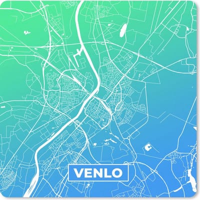 Muismat 20x20 cm - Mousepad Stadskaart - Venlo - Blauw - Groen - Muismatten