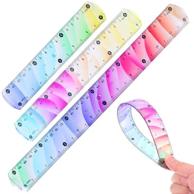 Set van 3 Flexibele Linialen in Diverse Maten, Doorzichtige Buigbare Linialen met Centimeter en Inch (6+7.8+30.5cm) voor School en Kantoorgebruik